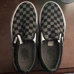 Kids Black and gray checkered vans
